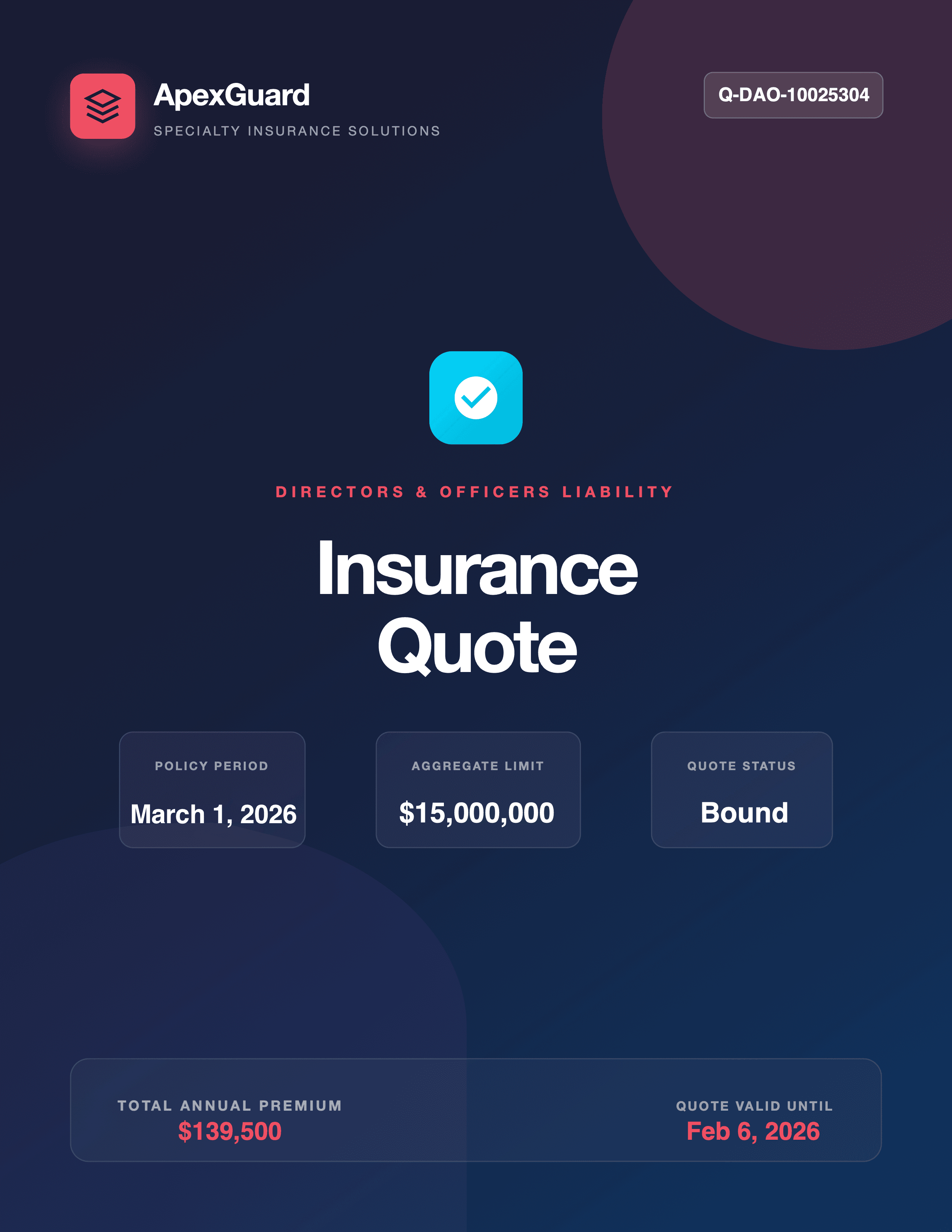 Branded insurance quote document